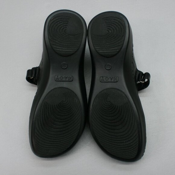 NAOT Ladies 9 (40) Adriatic Black Leather Mary Janes Hook Loop Strap Shoes Flats - Picture 9 of 12